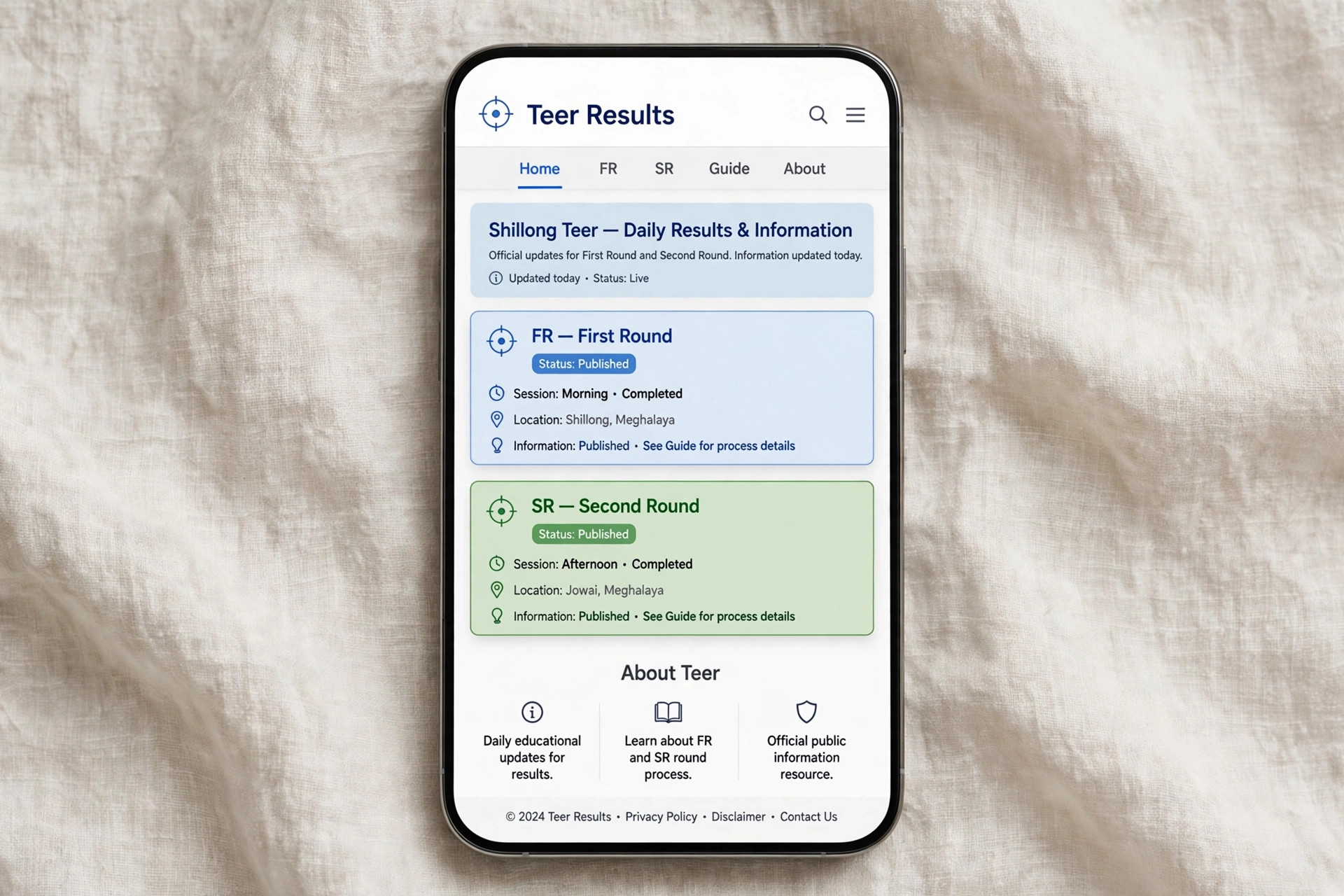 Beginner checking the Shillong Teer result online on a phone