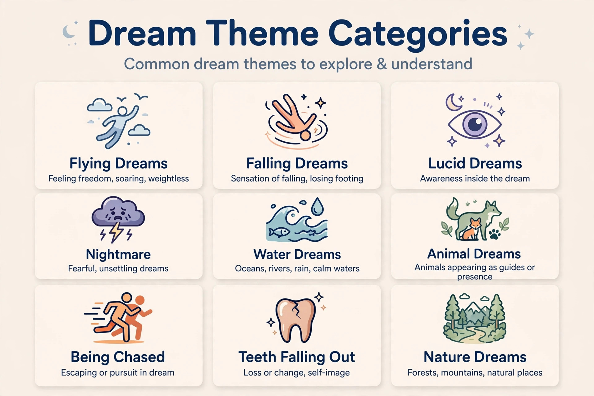 Dream meaning teer number folklore themes shown as category icons