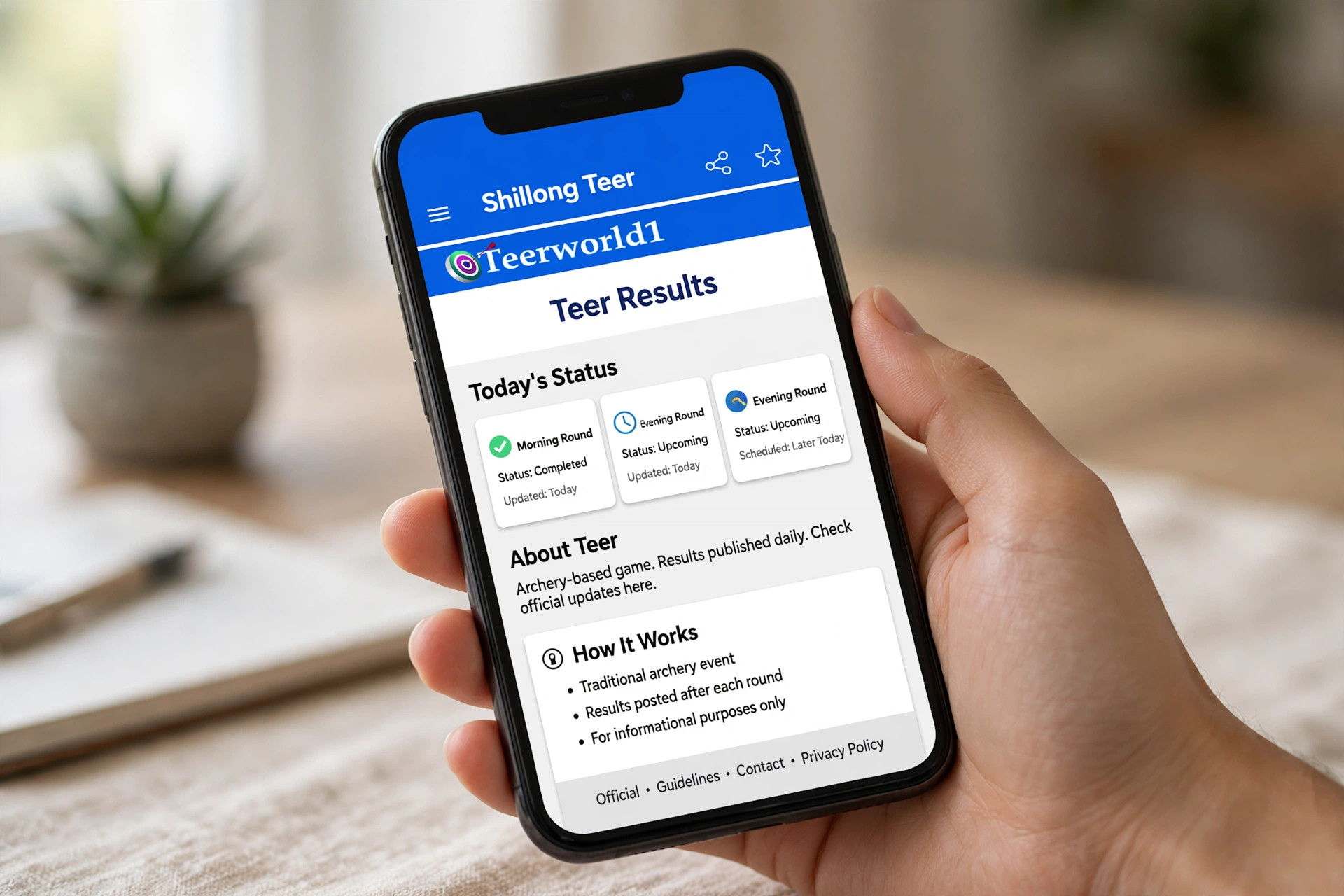 Person checking online teer result on a smartphone