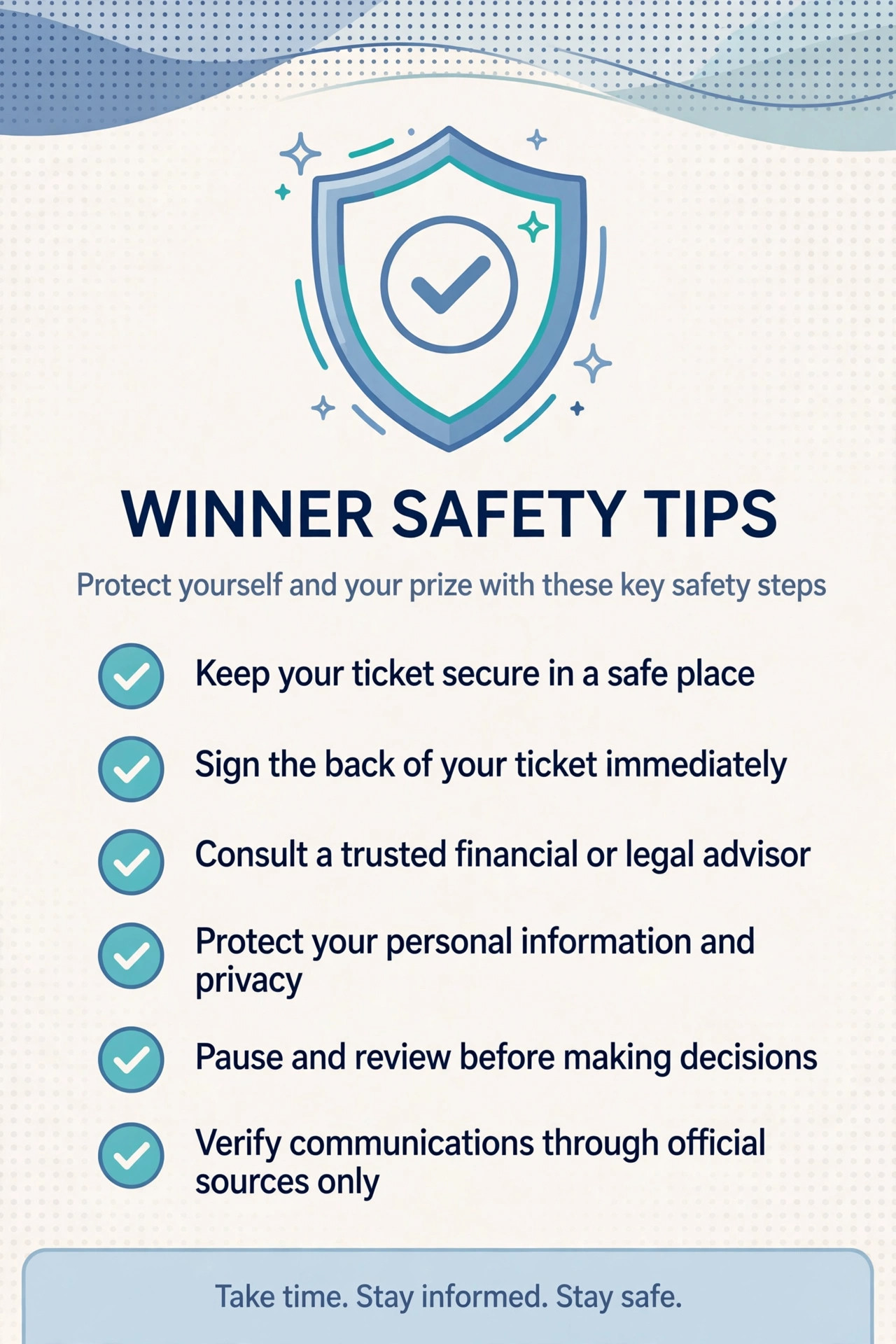 Safety tips for teer winners to protect their prize