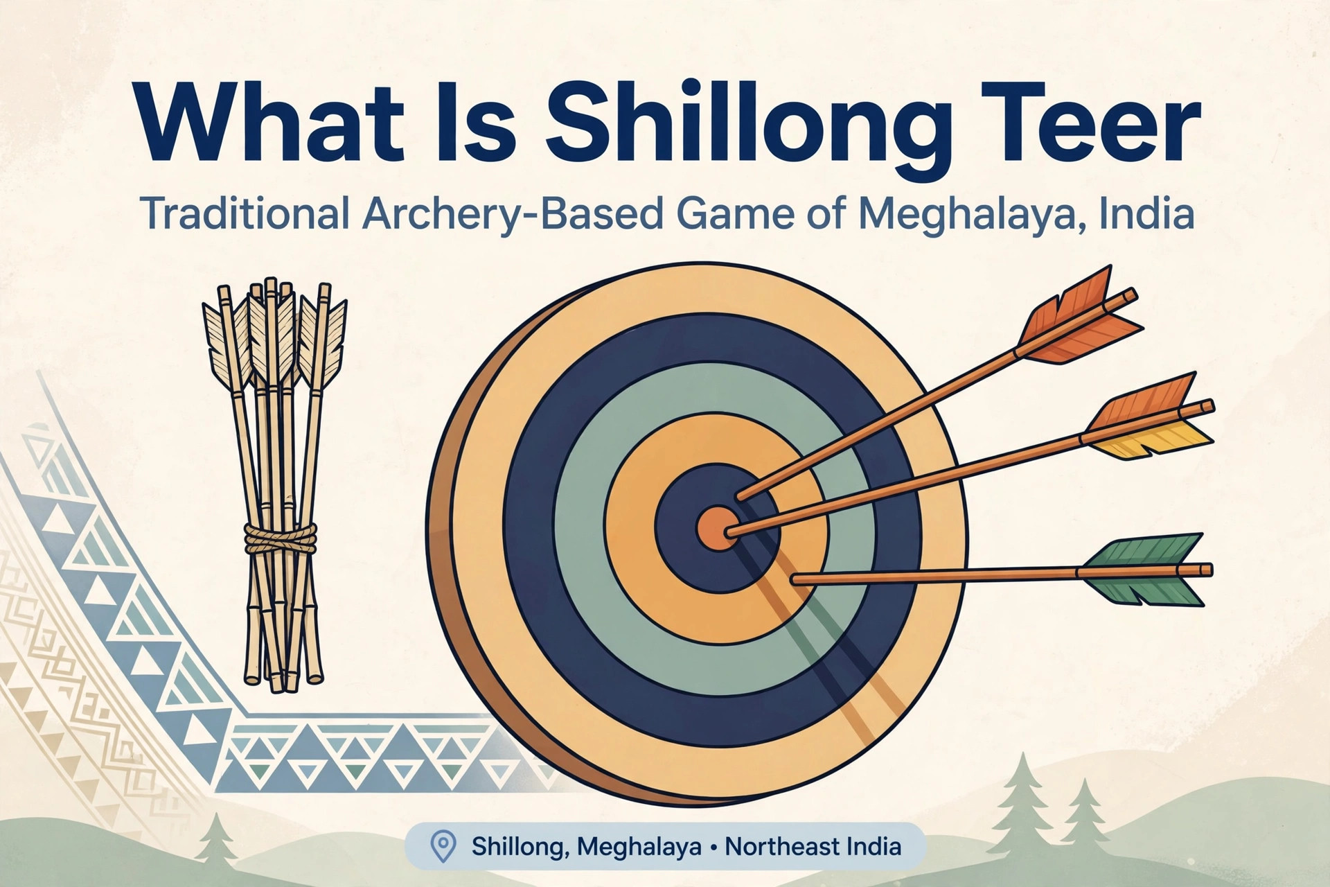 What is Shillong Teer explained with an archery target and arrows graphic